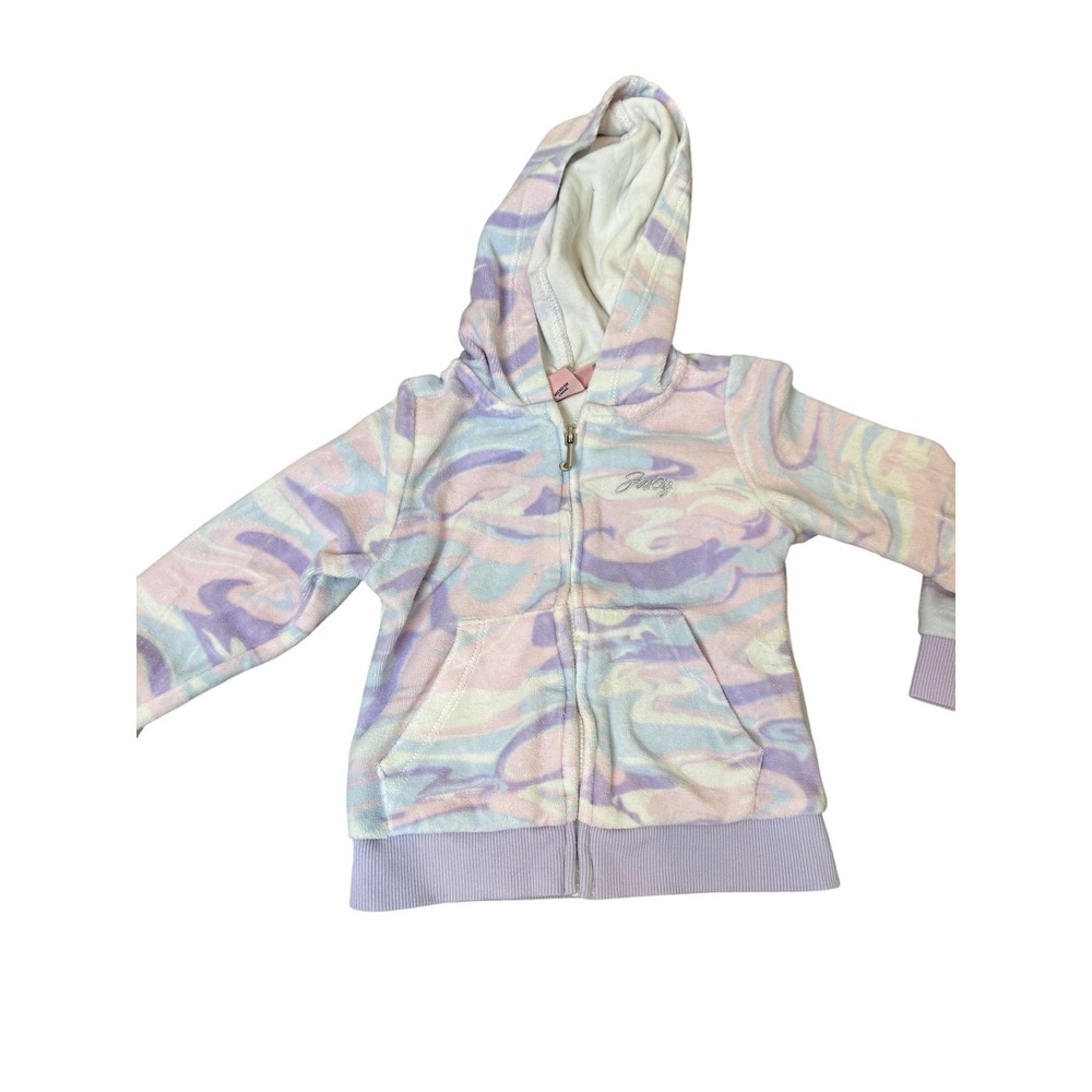 Juicy Couture Hoodie Girls 3T Pastel Tie‎ Dye Zip Up Jacket Kids Soft Fleece